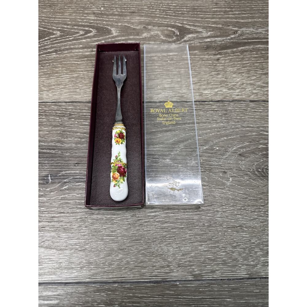 Vintage Royal Albert Old Country Pickle Fork In Original Box England